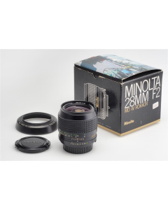 Minolta MD 2/28mm W.Rokkor w. Hood & Box